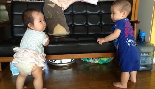 まめた君とつかまり立ち♪