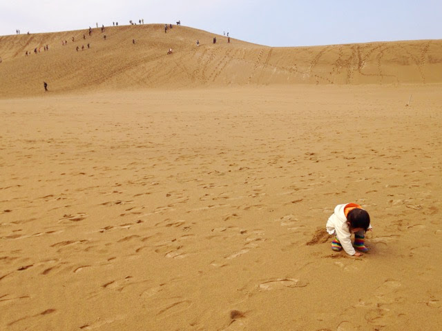 鳥取砂丘と娘の写真